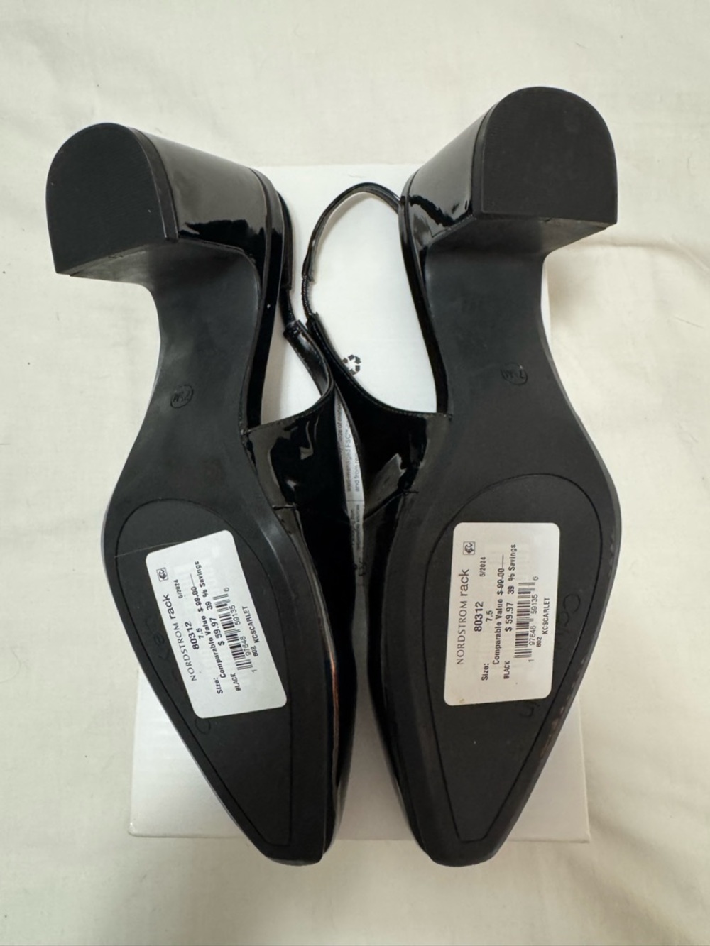 Calvin Klein Black Patent Slingback Block Heel Pumps - Picture 5 of 5
